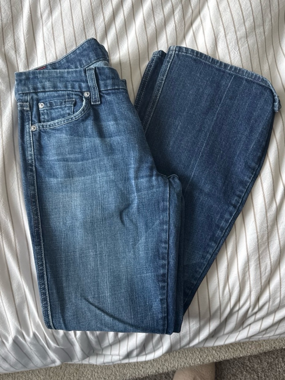 7 For All Mankind Women's Blue Wide Leg Jeans